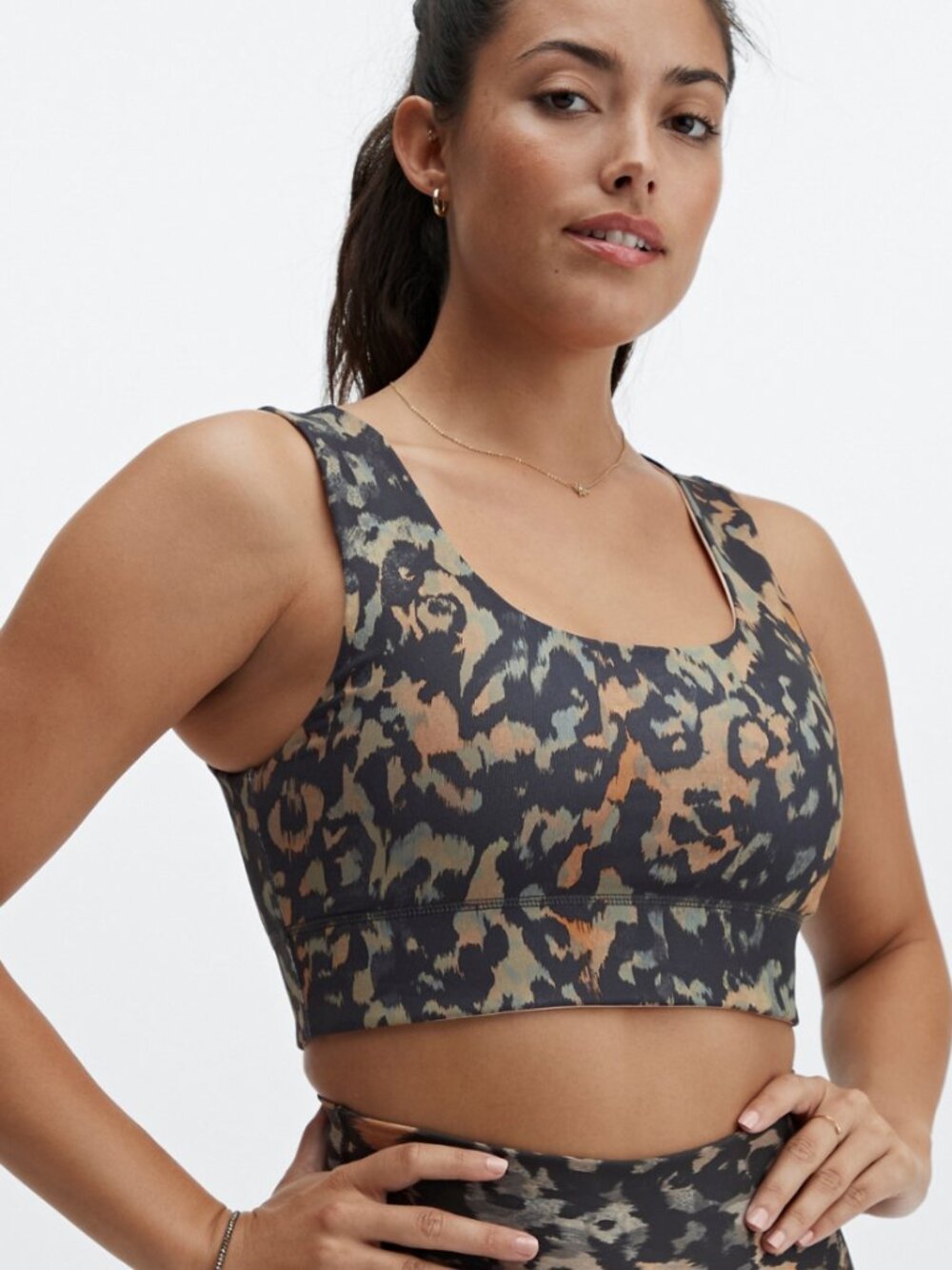 Fabletics Harlow Reversible Sports Bra Wild Camo Gaia Size Large